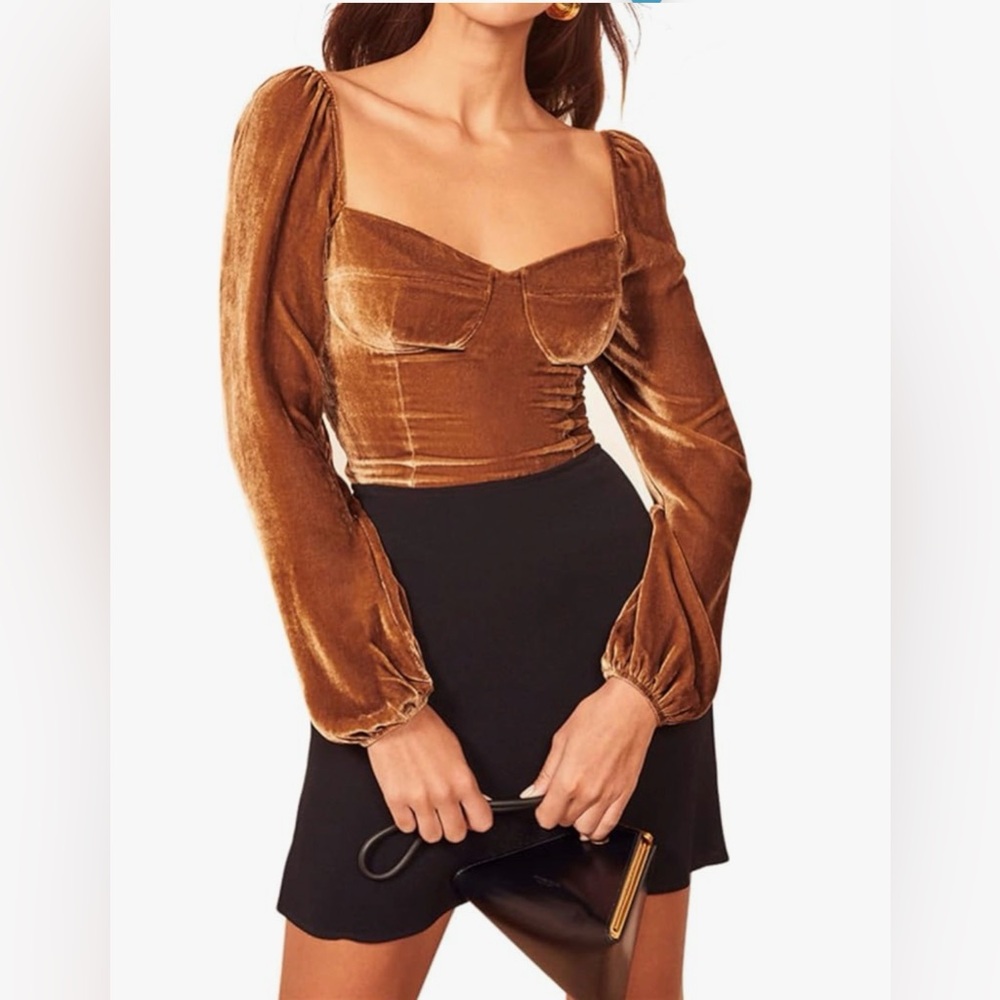 R.Vivimos Women's Velvet Long Sleeve Blouse